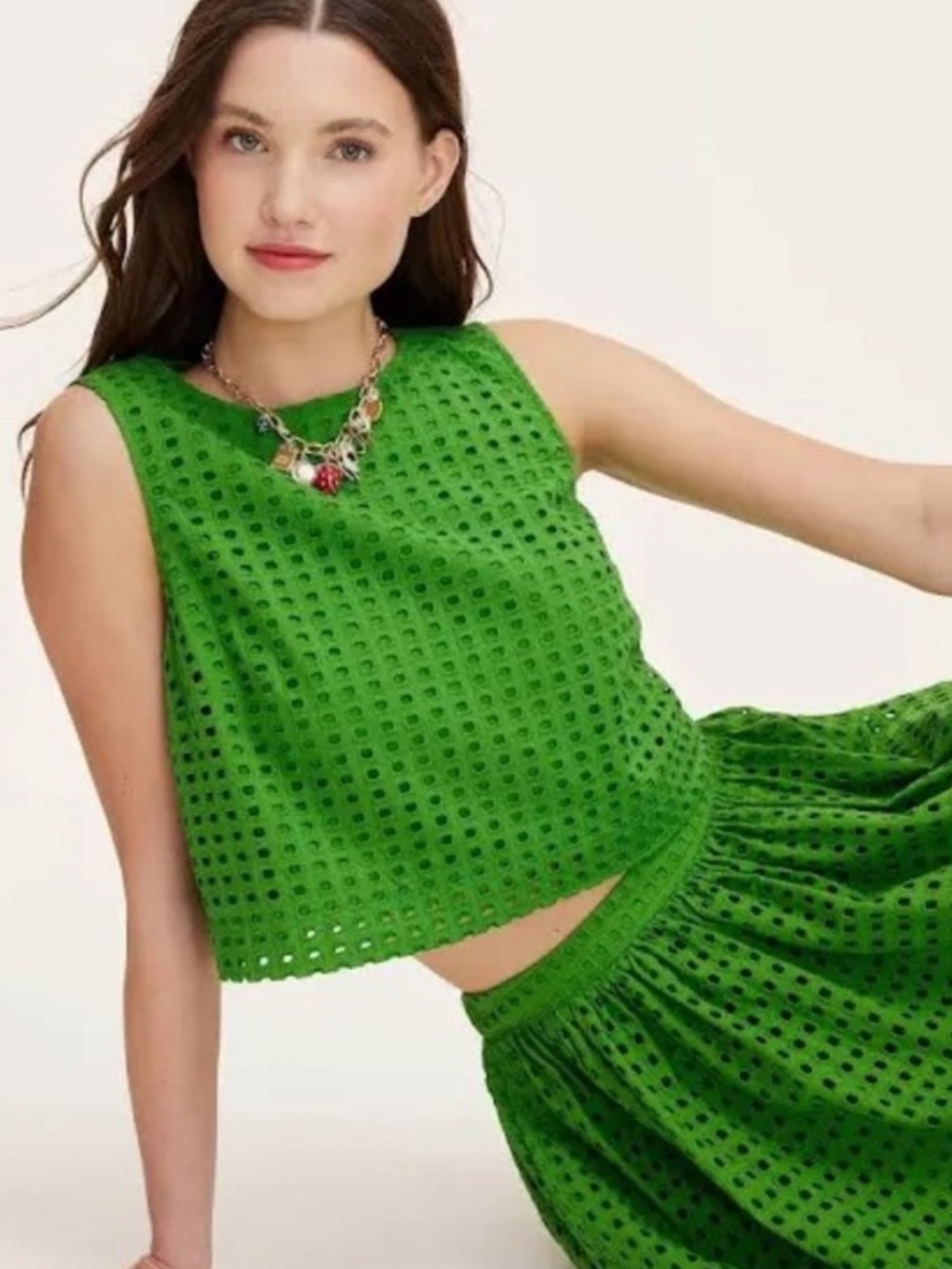 Kate Spade New York Green Sleeveless Eyelet Crop Top - Picture 7 of 7